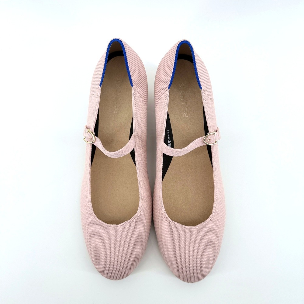 Rothy's Mary Jane Heel BallerinaPink 11.5 Womens Sustainable Knit Block Heel - Picture 1 of 3